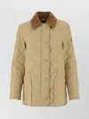 BURBERRY CORDUROY COLLAR QUILTED JACKET WITH SIDE POCKETS