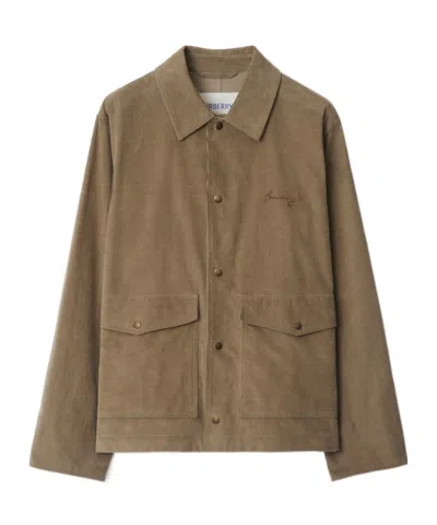 BURBERRY BURBERRY LOGO EMBROIDERED CORDUROY JACKET
