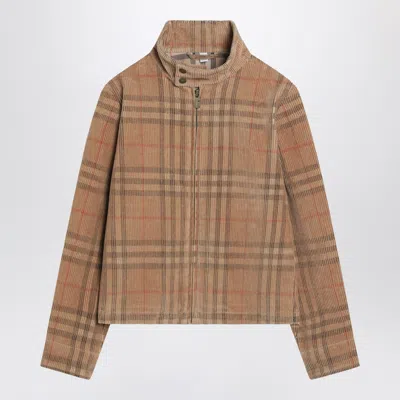 BURBERRY BURBERRY CORDUROY JACKET WITH CHECK PATTERN