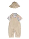 Burberry Corduroy Overalls Babygrow Set In Neutrals