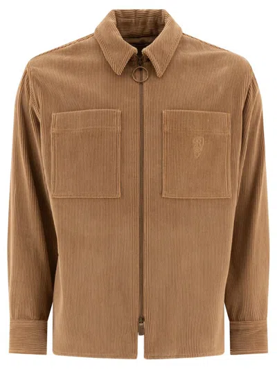 Burberry Corduroy Overshirt In Brown