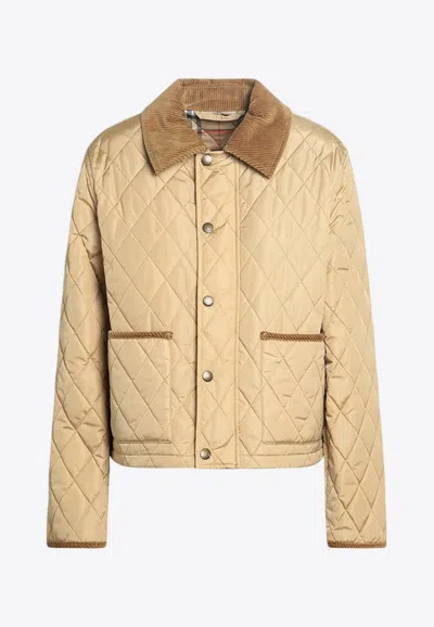 Burberry Cropped Quilted Nylon Jacket In Brown