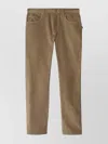 Burberry Corduroy Slim Fit Trousers With Check Tab In Brown