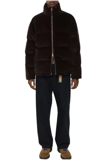 Burberry Corduroy Snowdon Puffer Jacket In Brown