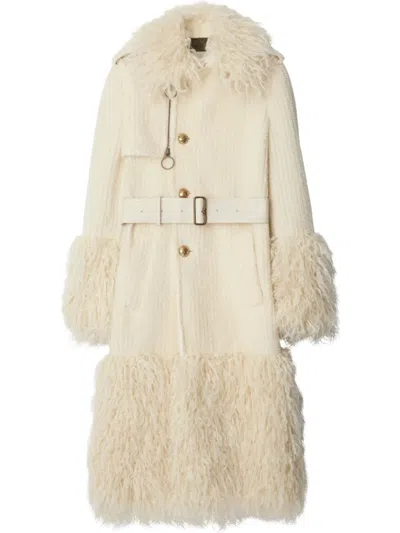 Burberry Corduroy Trench Coat In White