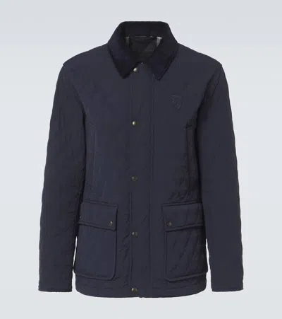 Burberry Corduroy-trimmed Field Jacket In Blue