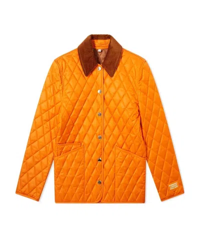 Burberry Corduroy-collar Diamond-quilted Jacket In Yellow