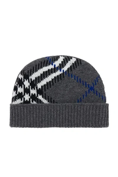 Burberry Core Check Beanie In Gray