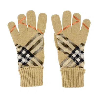 Burberry Core Check Gloves In Sand