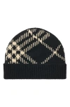 Burberry Check Cashmere Blend Beanie In Black
