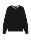 Burberry Crew Neck Knitwear With Distinctive Patterned Collar