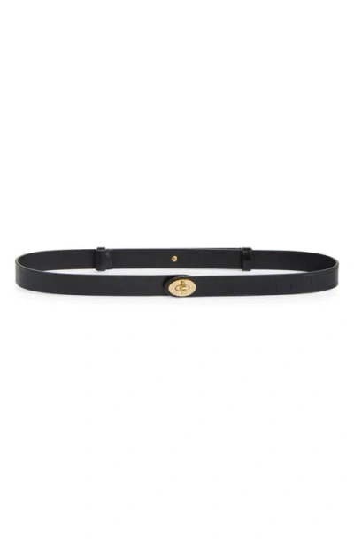 Burberry Cotswolds Croc Embossed Leather Belt In Black