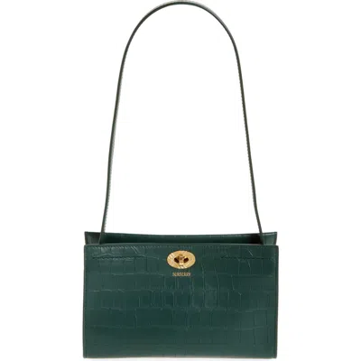 Burberry Cotswolds Croc Embossed Leather Pouch In Green