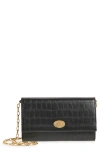 Burberry Cotswolds Croc Embossed Leather Wallet On A Chain In Black