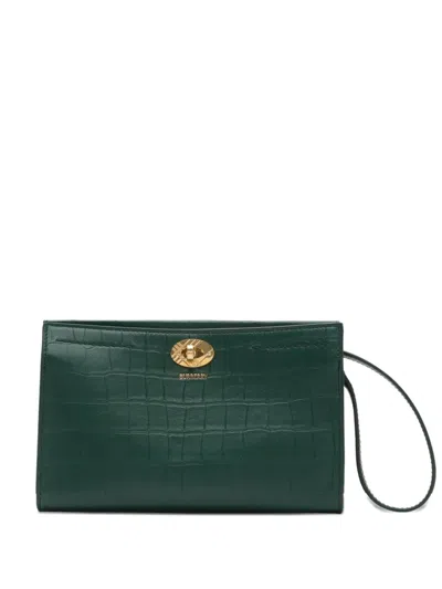 Burberry Cotswolds Crocodile-effect Leather Clutch Bag In Green