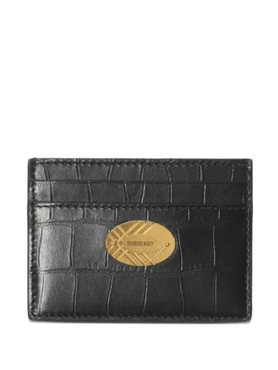 Burberry Cotswolds Crocodile-effect Logo Wallet In Black