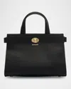 Burberry Mini Cotswold Grained Leather Top Handle Bag In Black