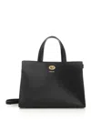 Burberry Mini Cotswold Grained Leather Top Handle Bag In Black
