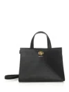 Burberry Mini Cotswold Grained Leather Top Handle Bag In Black