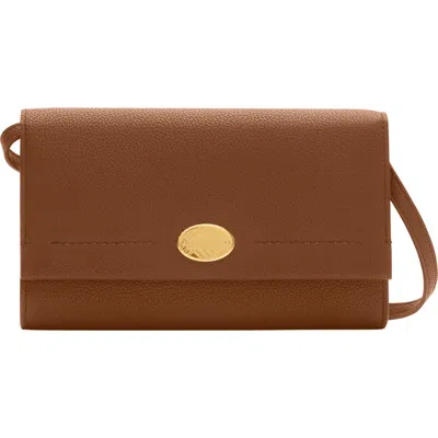 Burberry Cotswolds Leather Wallet On A Strap In Brown