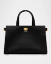 Burberry Mini Cotswold Grained Leather Top Handle Bag In Black
