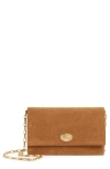 Burberry Cotswolds Suede Wallet On A Chain In Brown