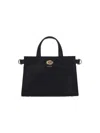 Burberry Mini Cotswold Grained Leather Top Handle Bag In Black