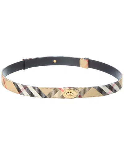 Burberry Cotswoods Check Canvas & Leather Belt In Brown