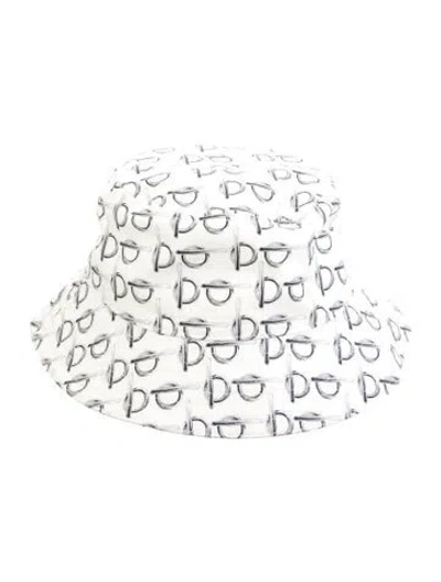 Pre-owned Burberry Cotton All Over Print Bucket Hat In Blue/white