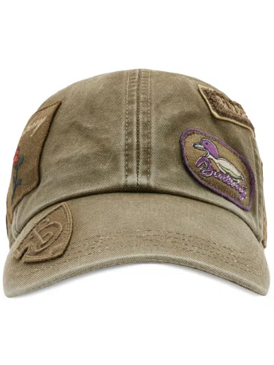 Burberry Badge Cotton Baseball Cap In Khaki