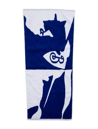 Pre-owned Burberry Cotton Beach Towel W/ Tags In Blue