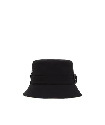 Burberry Cotton Belted Bucket Hat In Black
