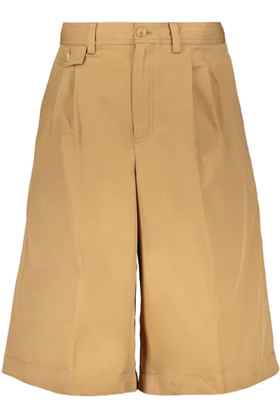 Burberry Cotton Bermuda Shorts In Camel