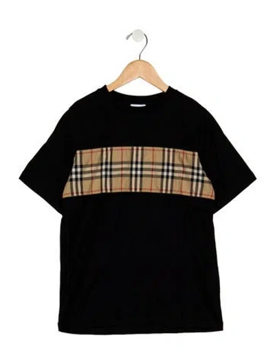 Pre-owned Burberry Kids' Cotton Black And Multicolor Patterned Short Sleeve T-shirt