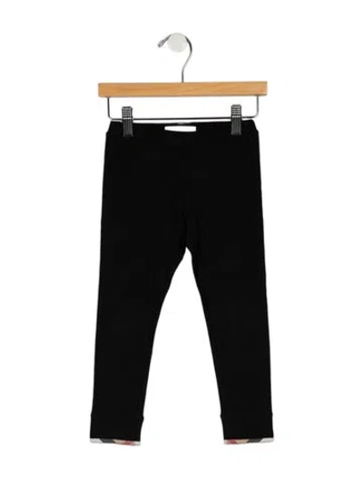 Pre-owned Burberry Babies' Cotton Black Patterned Leggings With Elastic Waist
