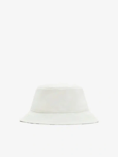 Burberry Cotton Blend Bucket Hat In White