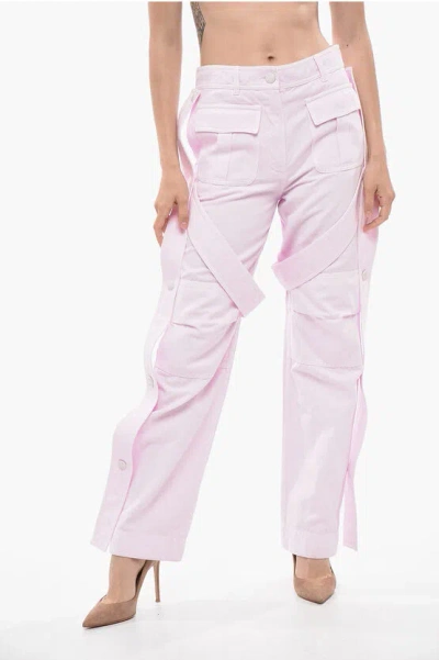 Burberry Cotton Blend Cargo Trousers With Removable Details In Pink
