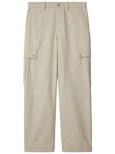 Burberry Straight-leg Garment-dyed Cotton-twill Cargo Trousers In Heron