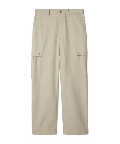 Burberry Straight-leg Garment-dyed Cotton-twill Cargo Trousers In Heron