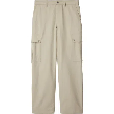Burberry Straight-leg Garment-dyed Cotton-twill Cargo Trousers In Heron