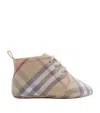 Burberry Baby Corby Check Booties In Brown