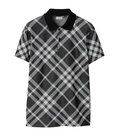 Burberry Vintage Check Cotton Polo Shirt In Black
