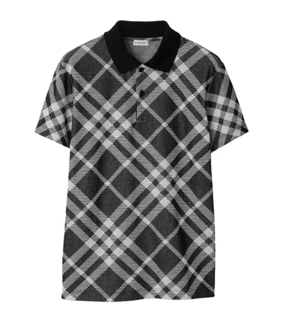 Burberry Vintage Check Cotton Polo Shirt In Black/white