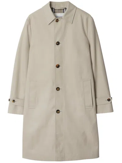 Burberry Single-breasted Medium Car Coat In Neutral