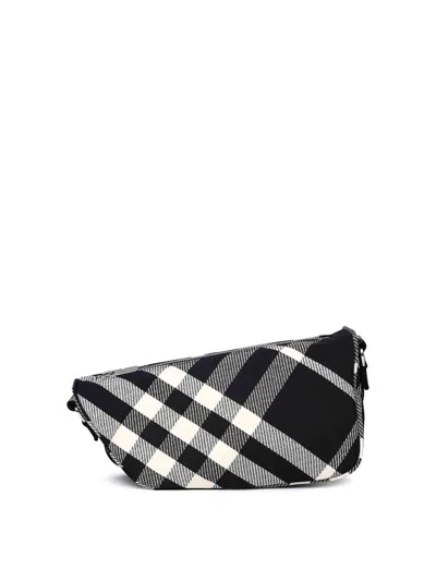 Burberry Shield Messenger Black Cotton Blend Crossbody Bag