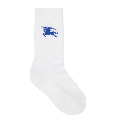 Burberry Equestrian Knight Crew Socks In White