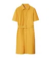 Burberry Embroidered-motif Cotton-blend Dress In Yellow
