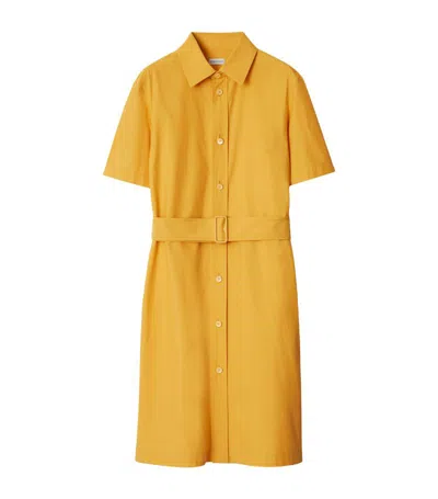 Burberry Cotton-blend Ekd Shirt Dress In Yellow