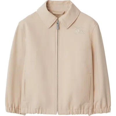 Burberry Kids' Harrington Cotton Bomber Jacket In Pale Stone