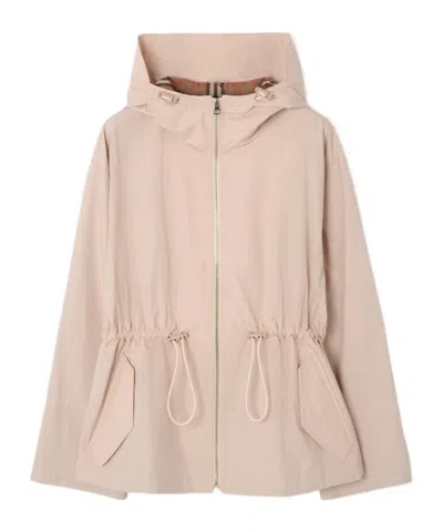 Burberry Cotton Blend Hooded Jacket In Neutral